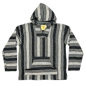 Iguana Jack Blue White Speckle Vintage Baja Blanket Pullover Hoodie Mens Size XL